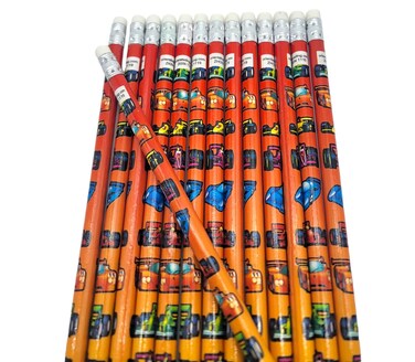 Zugar Land Formula One Sport Car Racing Print Wooden Pencils (Standard 7.5") #2 Lead. One Top Rubber Eraser. (24 Pack)