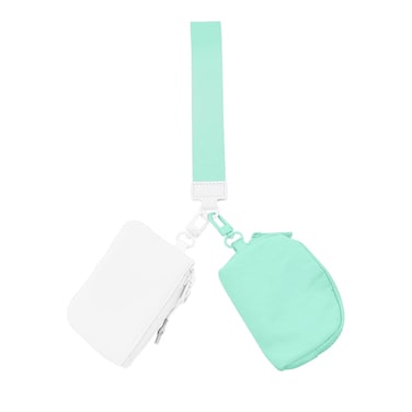 JAMVOLO Keychain Wristlet Wallet, Dual Pouch Wristlet Wallet for Women, Keychain Wallets Detachable Mini Coin Purse, Small Zipper Wallet Portable Pocket (Beige-Brown)