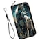 Mxfdegf Wristlet Wallet for Women Teen Girls RFID Blocking Credit Card Holder with Removable Wristlet, Leather Phone Wallet Clutch Large Capacity Ladies Travel Purse-Dream Catcher Wolf