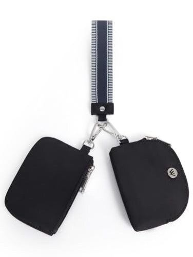 WESTBRONCO Wristlet Wallets for Women Dual Pouch Wristlet Detachable Mini Zip Around Coin Purse Keychain Wallet Double Pocket Wrist Wallet Mini Purse