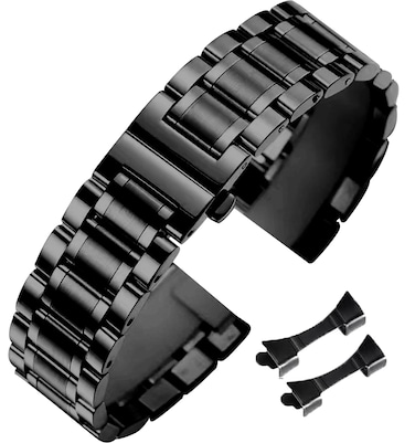 Niziruoup 22mm Stainless Steel Watch Band Men Women Universal Metal Bracelet Watch Strap Smartwatch Band Replacement Watchband, Black