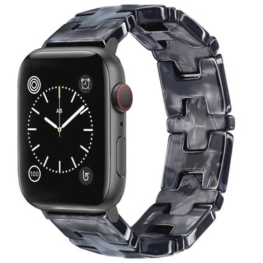 JR.DM Resin Stretchy Watch Band Women Compatible with Apple Watch Band 38mm 40mm 41mm Starry Black Fancy Beaded Bracelet Light Watch Strap Wristband for iWatch Series 10/9/8/7/6/5/4/3/2/1/SE