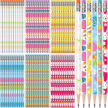 TecUnite 120 Pcs HB Pencils Unsharpened Pencils with Eraser Wooden Hexagonal Pencils for Adults Gifts Graphite Pencils for Exams Office Sketching(Bunny)