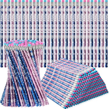 Ireer Winter Pencils Snowflake Pencils Christmas Pencils Bulk Holiday Pencils with Erasers for Teachers Children Classrooms and Party Snowflake Party Christmas Gift Party Supplies (60 Pcs)