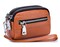 Genuine Leather Mini Wristlet Wallet for Women, 3 Zipped Coin Purse Small Pouch with Wristlet Strap (Cognac)