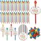 Geyoga Christmas Pencils Erasers Gifts Set with Bulb Eraser Toppers for Students from Teacher Classroom Reward Merry Bright Cards Red Green Gold Pencil Eraser Bulk for Xmas Gifts, 4 Colors(60 Set)