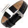 Gilden 10-12mm Ladies Saffiano-Style Black Leather Watch Strap SAFSTY-0110 (10 millimeter end width, Black, Silver-Tone Buckle)