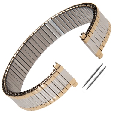 Gilden Custom Length 12-16mm Width Ladies Expansion Two-Tone Stainless Steel Watch Band 144-TL