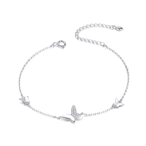 Butterfly Bracelet for Women 925 Sterling Sliver Butterfly Bracelet with Cubic Zirconia Link Adjustable Bracelet Mother&#39;s Day Birthday Jewelry Gift for Women