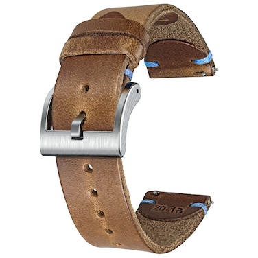 Soft Horween Leather Watch Band for Women, 18mm Leather Watch Bands, Quick Release Handmade Soft Vintage Replacement