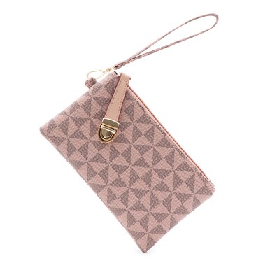 MaijjLyn Wristlet Wallets for Women - Small Clutch Purse Leather Handbag with Wrist Strap Large Capacity for Cards/Keys/Phone Pink