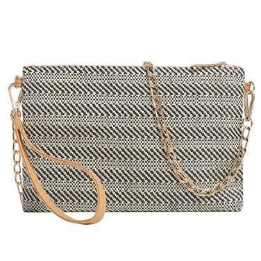 Beurlike Straw Clutch Purses for Women Beach Wristlet Wallet Small Cross body bag for Girls(Black)