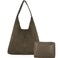 Suede Tote Bag for Women Suede Purse Trendy Luxury Hobo Bag Crossbody Bag Suede Handbags for Women 2024 (Retro, A-Green)
