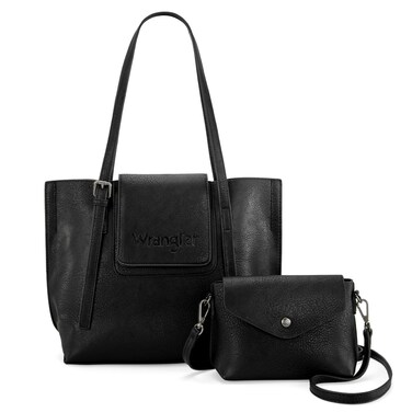 Wrangler Purse and Handbags for Women Black Vegan Leather Shoulder Tote Bag Purse Ladies Handbags