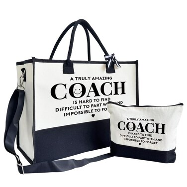 Amazing Coach Tote Bag, Canvas Tote Bag for Women, Shoulder Beach Bag, Thank You Gift for Female Coach, Coach Gifts for Women, Travel Bag Gifts for Coach, Canvas Tote Bag With Zipper, Make Up Gag C1