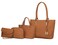 MKF Collection Tote Bag for Women, Shoulder Handbag &amp; Wristlet Pouch Purse Top Handle Vegan Leather 4Pcs Set Pocketbook Edelyn Tan Brown by Mia k