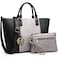 MARCO M KELLY Women Two Tone Handbags (Silver/Black) 13 x 10.8 x 6 inch
