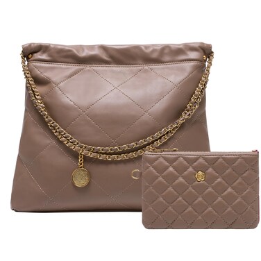 Quilted Leather Tote Bag for Women Large Shoulder Handbags Travel Work Purse(4-Khaki)