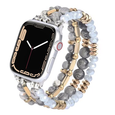 VISOOM Beaded Boho Bracelet Compatible with Apple Watch Band 42mm/44mm/45mm/46mm Series 10/SE/9/8/7/6/5/4/3/2/1 Women Handmade Crystal Stretchy Iwatch Strap