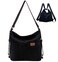 RUNSOON Corduroy Tote Bag Convertible Backpack Purse for Women Hobo Bag Crossbody Handbags with Zipper Multi Pockets Compartments, Black