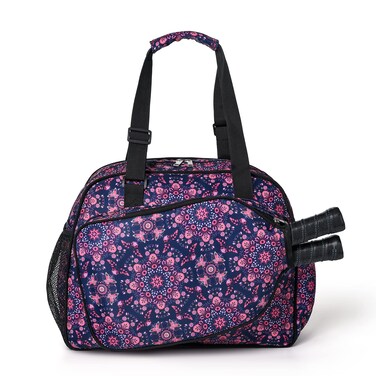 Boulder Bee   Premium Pickleball Bags   PickleBall Tote Bag for Women   Women&rsquo;s Hand/Shoulder Gym Bag w Water Bottle Holder   With Racquet/Paddle Holder (Spring flowers)