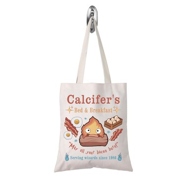 TSOTMO Calcifer's Bed &amp; Breakfast Tote Bag Anime Lover Gift for Women Mother Best Friend (Calcifer's tote)