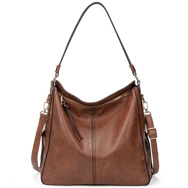 molshine Large PU Leather Hobo Handbag, Chic Totes Shoulder Totes Bags, Crossbody Satchel for Women Lady Model HB021 (Brown)