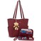 Tote Purse and Wallet Set for Women Satchel Handbags Synthetic Leather Shoulder Bags Purses with side pocket WineRed