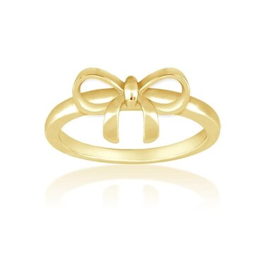 Beaux Bijoux Bow Rings for Women - Sterling Silver Bow Ring - Silver Gold Bow Ring - Bow Ring Gold Silver - Ribbon Ring - Bow Jewelry - Valentines Day Bow Ring-Size 4