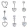 LEE&amp;RO Silver Heart Belly Button Ring Surgical Steel Belly Rings 14G Silver Belly Button Piercing Cute Belly Ring for Women Navel Ring