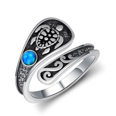 qielizhu Turtle Rings 925 Sterling Silver Sea Turtle Spoon Rings for Women Turtle Jewelry Gifts for Women