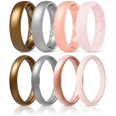 Egnaro Engagement Rings Women, Thin and Stackable Rings Silicone Women Wedding Bands，Rubber Promise Rings for Gift, Anniversary Ring for Work Out- 2.5mm Width - 1.8mm Thick