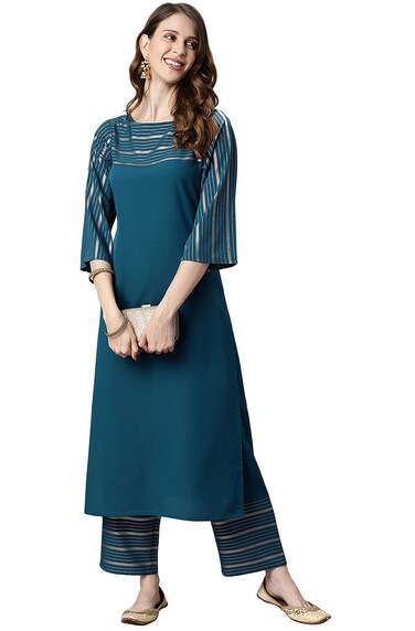 Janasya Indian Women's Ethnic Festive Traditional Kurta Set for Diwali Teal