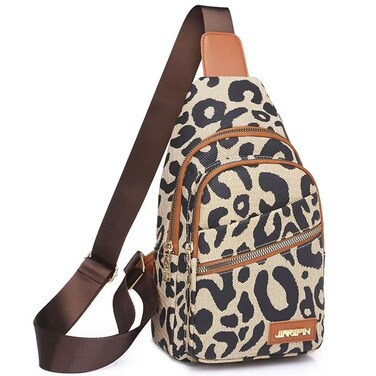 Stylish Leopard Print Sling Backpack - Versatile Crossbody Chest Bag with Multi-Pocket Design for Outdoor Travel, Sport &amp; Everyday Use - Durable, Lightweight &amp; Fashion-Forward