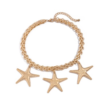 Todu Chunky Golden Necklace for Women Starfish Big Star Pendant Necklace Gold Plated Choker Hip Hop Rock Y2k Punk Party Jewelry