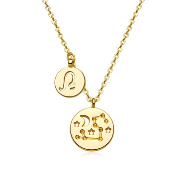 ABDOT Gold Zodiac Necklace for Women 18K Gold Plated Constellation Necklace Astrology Zodiac Star Necklace Birthday Gift for Women Leo Necklace