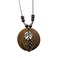 KIFEDSLJ Wooden Pendant Necklace with Owl Leaf Elephant Flower Handmade Vintage Bronze Leaf Long Leather Chain Sweater Necklace for Women-leaf