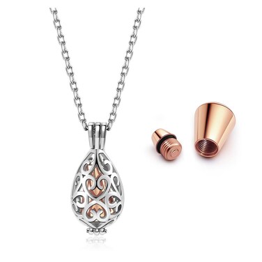 PESOENTH Urn Necklace for Ashes Cremation Jewelry for Women, Hollow Heart Teardrop Locket Ash Necklace for Human Ashes of loved one Memorial Gifts,w/Funnel Kit