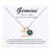 TGOLM 14k Gold Plated Gemini Sign May Birthstone Created-emerald Crystal Necklace for Women Birthday Gift