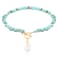 Natural Turquoise Necklaces for Women Bohemian Beaded 18k Gold Toggle Baroque Pearl Pendant Necklace
