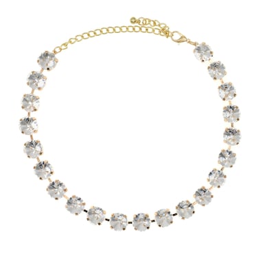 Crystal Rhinestone Choker Collar Necklace For Women Emerald Statement Piece Sparkly Colorful Crystal Neck Gold Chain Necklace