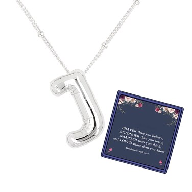 DIOWUS Bubble Letter Necklace For Women,Dainty Balloon Initial Necklaces 18k Gold Plated Chain Pendant Alphabet Necklaces For Girlfriend Charm Simple Gift Jewelry (silver-J)