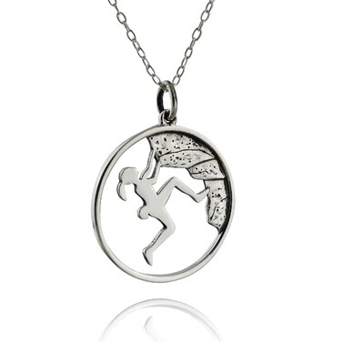 FashionJunkie4Life Sterling Silver Rock Climbing Necklace, 18" Cable Chain   Gifts for Men &amp; Women   Birthday Gift for Men and Women