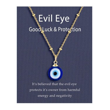 UNGENT THEM Gold Evil Eye Necklace for Women Blue Third Eye Nazar Amulet Mal De Ojo Turco Kabbalah Protection Necklaces Lucky Jewelry for Women