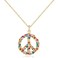 Colorful Peace Sign Pendant Necklace for Women 14K Gold Plated Cubic Zirconia Peace Hippie Necklace Rhinestone Love Peace Symbol Charm Necklace Adjustable Chain Boho Hippie Jewelry Gift for Women