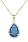 Sumonyo Diamond Teardrop Pendant Necklaces for Women Crystals Birthstone Costume Jewelry Gifts for Women，Gold Plated 17.92 + 1.97 inch Chain Yellow Gold Plated Blue Topaz