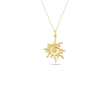 MIONZA 18K Gold Vermeil Sun and Nature-Themed Necklaces for Women, Celestial and Ocean-Inspired Pendants, Dainty Jewelry, İdeal Gifts for Her (Sunburst Necklace)