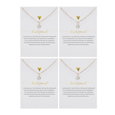 Your Always Charm Bridesmaid Gifts for Wedding Day 2/4/6 Pcs Bridesmaid Necklaces Thank You for Helping Us Necklace Bridesmaid Proposal Gifts Bridal Shower Gifts Jewelry