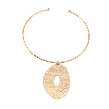 CETVLY African Jewelry Gold Plated/Silver Choker Necklace for Women Men Unisex,Metal Circle Collar Necklace Irregular Pendant Necklace Statement Costume Ethnic Tribal Accessories (Gold)