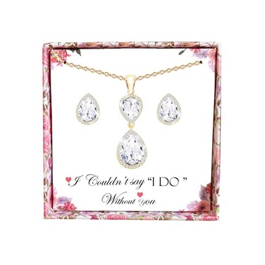 Concise Royal 8 Sets Gold Bridesmaid Necklace Earring Jewelry Set Gifts for Wedding,Bridesmaid Proposal Gifts,Bacherlotte Shower Party Gift Set